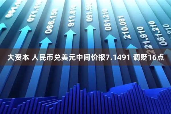 大资本 人民币兑美元中间价报7.1491 调贬16点